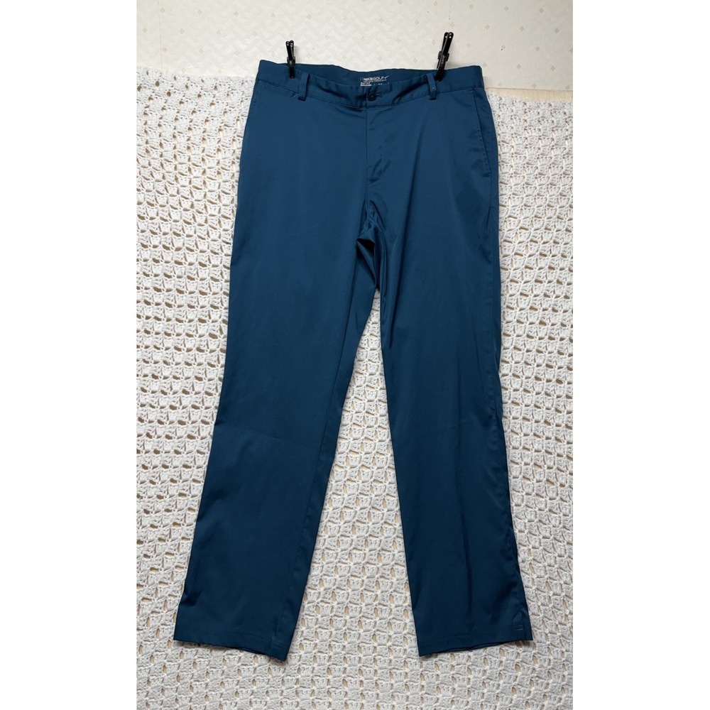 Nike Golf Pants Mens 34x32 Blue Dri-FIT Performance  Flat Front Chino 639779-346